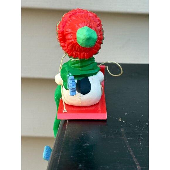 Vintage Peanuts Snoopy Stocking Holder Shelf Sitter Christmas Sled Woodstock - Picture 4 of 5